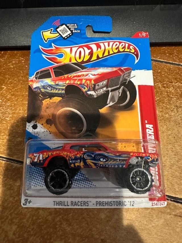 2012 Hot Wheels Thrill Racers - Prehistoric '71 Buick Riviera #216 Red (Bad Card