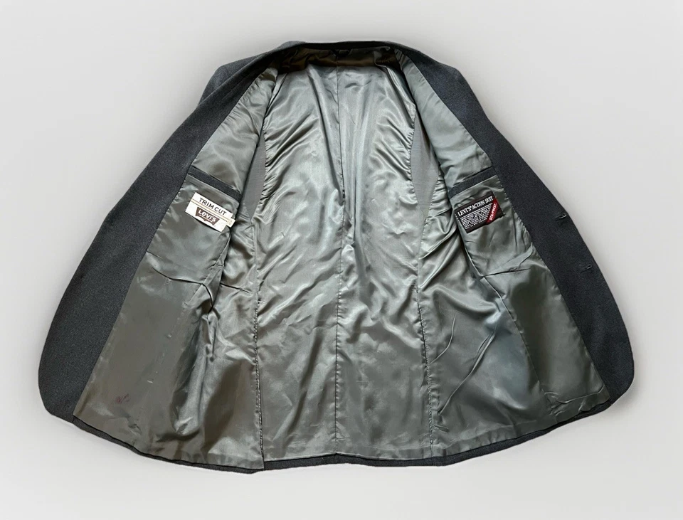 Винтажный Levis отделки вырез серый действие костюм Sta-Prest 40R Levi's Blazer брюки - Изображение 3 из 4