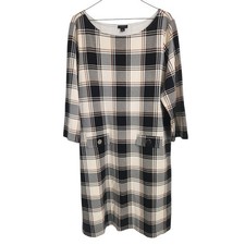 Ann Taylor 3/4 Sleeve Plaid Dress Womens Size Extra Large XL