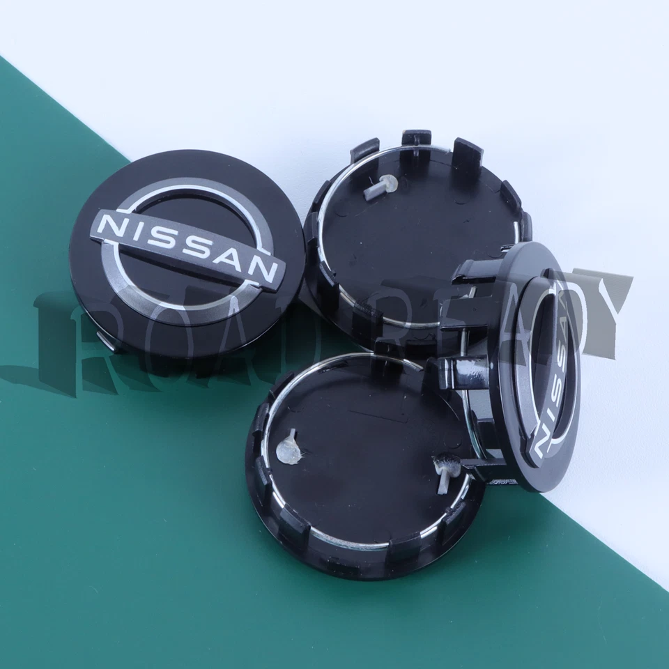 Set of 4 54mm Glossy Black For A-ltima R-ogue P-athfinder Wheel Center Hub Caps Foto 4 de 4