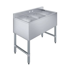 Commercial Stainless Steel Three Compartment Bar Sink - 38" x 19"