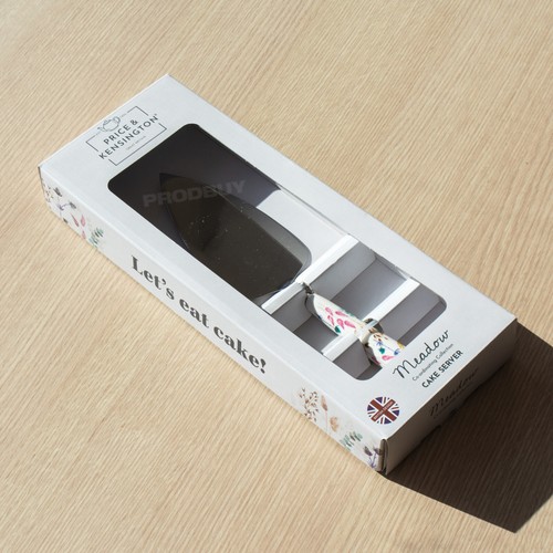 Caja de regalo cortadora de pasteles de acero inoxidable de cerámica floral blanca para prado vintage - Imagen 2 de 5