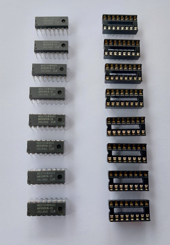 Commodore 64 C64 128 REPAIR KIT 8pcs RAM 4164 + 8pcs socket new old stock