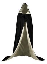 Baclk Glod Velvet Hooded Cloak Medieval Wedding Cape Wicca Cloak Halloween