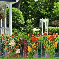 Panneau de clôture de fausses fleurs avec des fleurs d'herbe garde-corps en fer
