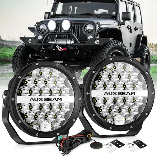 AUXBEAM 7" LED Work Light Bar 240W Round Driving Fog Lamp Spot DRL Offroad Truck