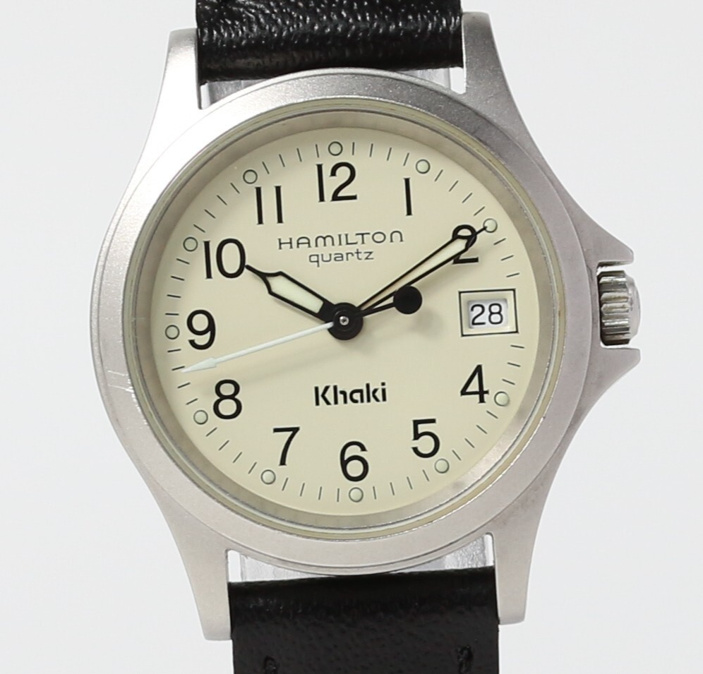 HAMILTON Khaki ハミルトン カーキ 9771B レディース Near MINT w/case] Hamilton Khaki 9771B 27mm Ivory Dial Quartz