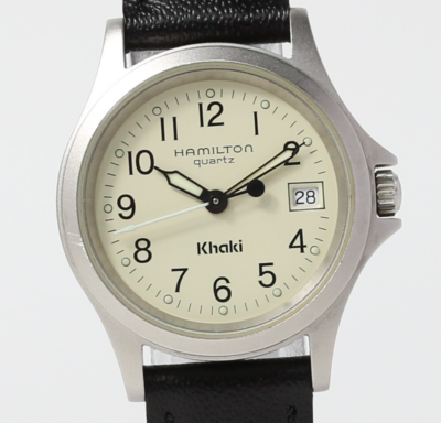 Near MINT w/case] Hamilton Khaki 9771B 27mm Ivory Dial Quartz