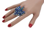 Comfortable Band Peacock Bird Feathers Blue Fun Women Metal Ring Fashion Elastic