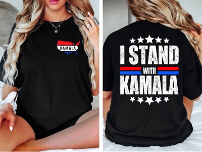 I Stand With Kamala Harris 2024 Comma La For The People 45 47 Cat Ladies T Shirt