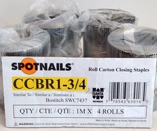 4 Rolls Spotnails CCBR1-3/4 3"L Carton Closing Staples SWC7437-3/4 1,000/Roll