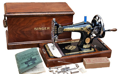 Singer 28k Handkurbel Nähmaschine mit Anleitung für Denim, Leder