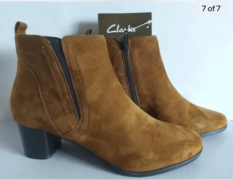 Clarks Lenify Cora Ladies Tan Suede leather ankle boots Uk size 7 (EU) 41 eBay