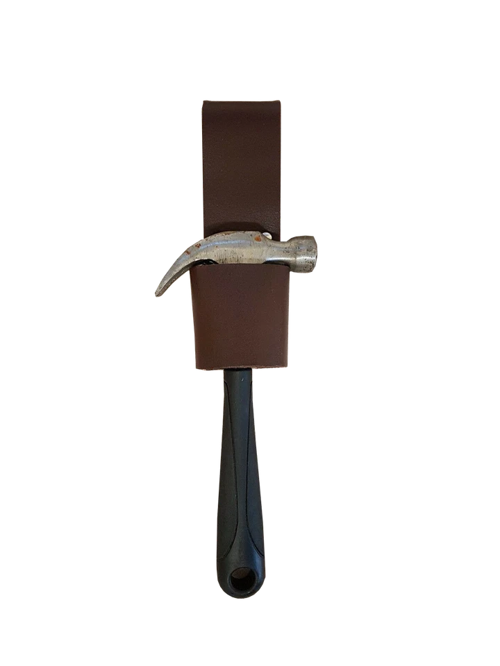 Brown Leather Hammer Holder – Multi-Tool Pocket for Axe, Secure Belt Fit 2 in 1B