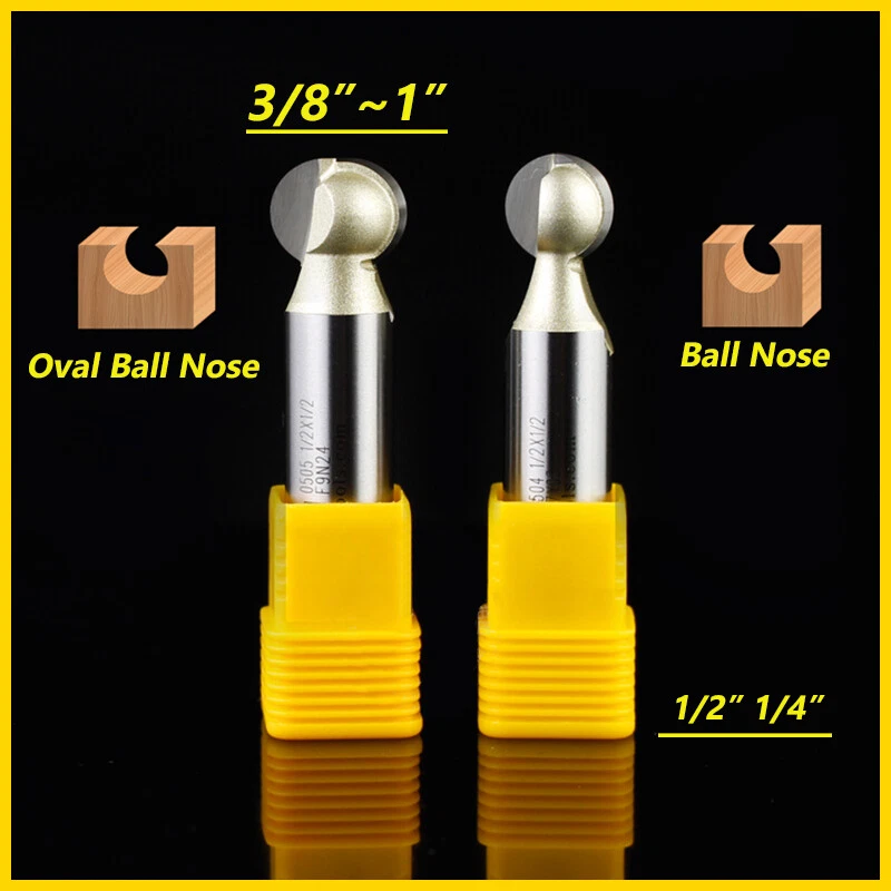 Ball Nose Router Bit Oval Round Milling Cutter TCT Carbide Blade 1 4