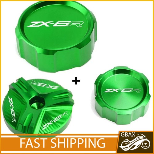 Brake Fluid Reservoir Cover Engine Oil Filler Cap For KAWASAKI ZX6R ZX
