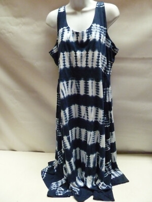 Ralph Lauren Chaps Midi Maxikleid Krawatte blau weiß Boho Festival - brandneu