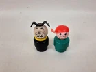 2 vintage wood fisher price little people red cap boy dog