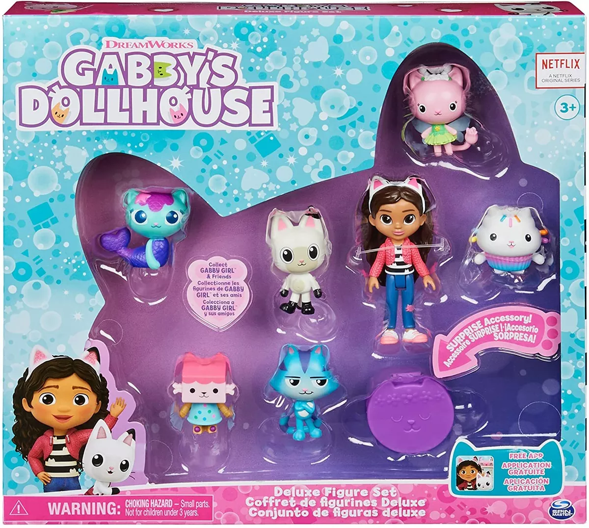 Gabbys Dollhouse Deluxe Figure Set 7 Pack MerCat CatRat Baby Box Cat Pandy  Paws