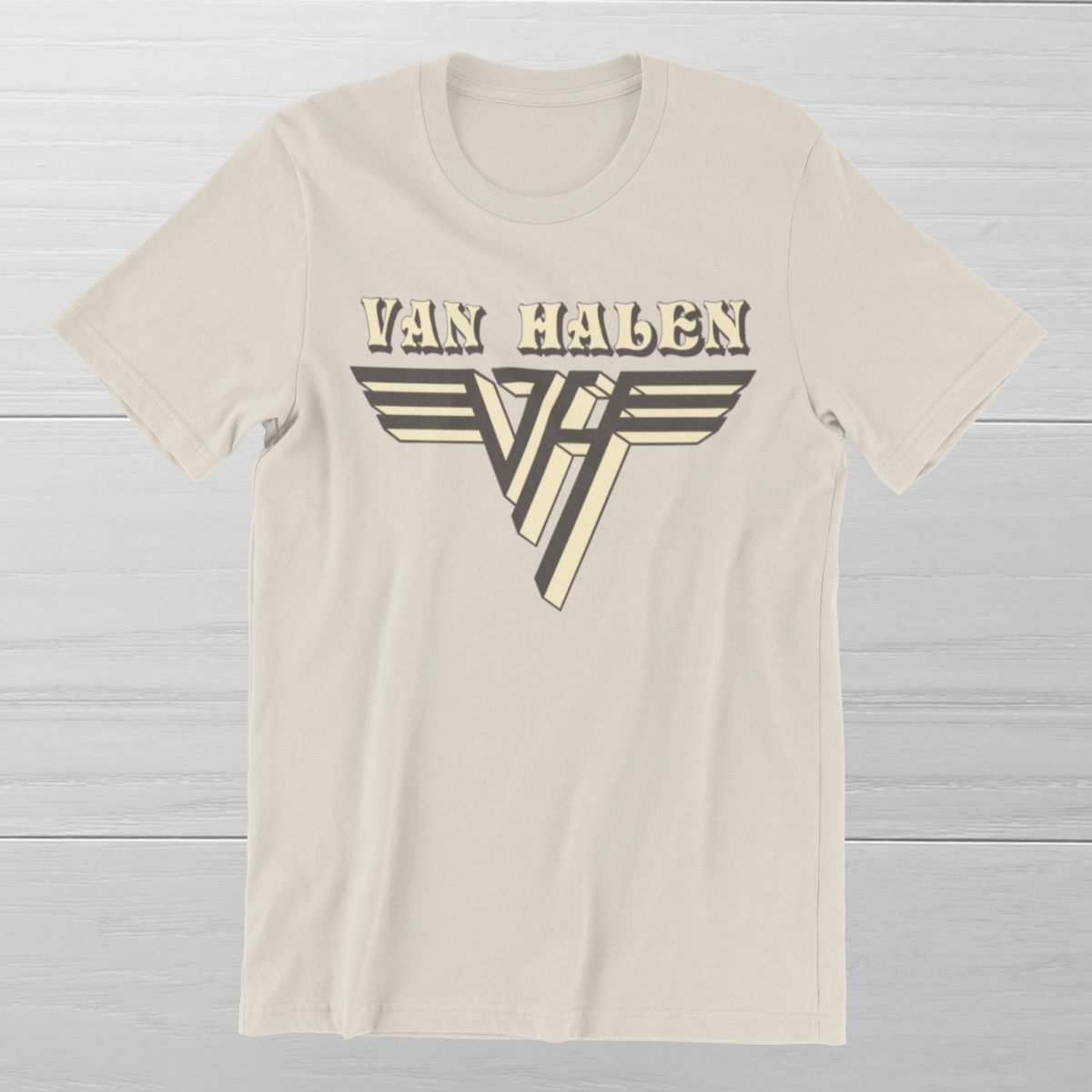 VAN HALEN Old School Logo T-Shirt 70s 80s Rock Band on Ring VAN HALEN Old School Logo T-Shirt 70s 80s Rock Band on Ring