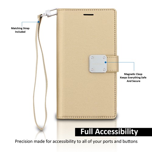 Premium Cuero Doble Plegable Ranuras para Tarjetas Billetera Cubierta Cartera Coase para Samsung S8 y Plus - Imagen 8 de 26