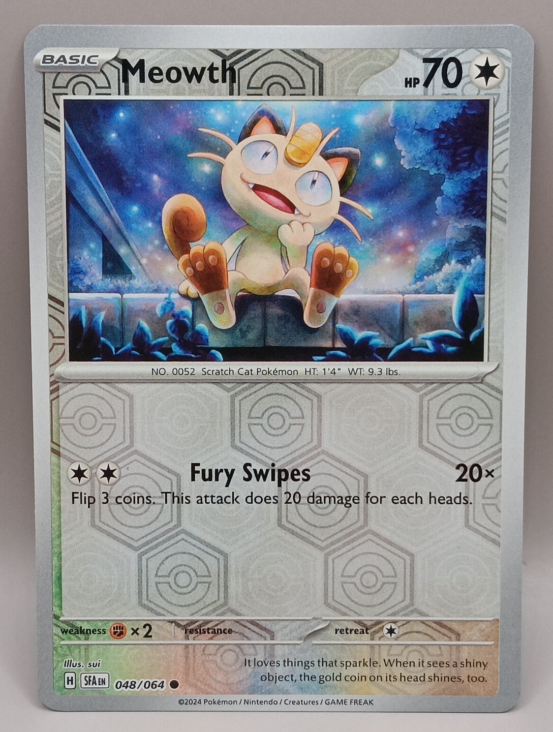 Pokemon Meowth - 048/064 - Common - Reverse Holo NM-Mint Shrouded Fable
