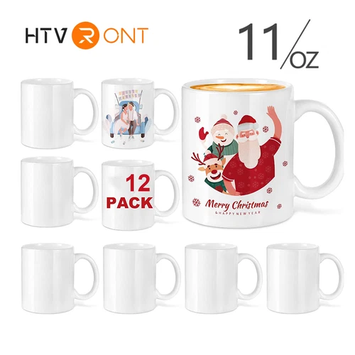 11 Unzen Sublimation Tassen Blanko 12 Stück Sublimation Weiß Kaffee Tee Becher - Bild 1 von 14
