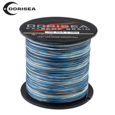 blue and white braided fishing line Power Dorisea 100M~2000M Blue White Black Mixed Camo Pe Braided Fishing Line
