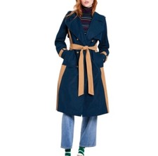 A3) New Size Small La Ligne X Target Women's Side Stripe Trench Coat Navy Tan