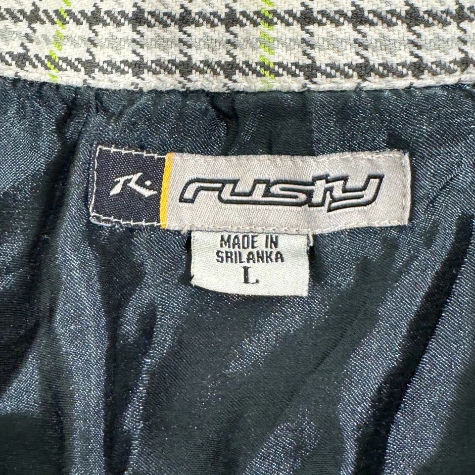 Camisa oxidada vintage para hombre L manga larga franela surf Y2K a cuadros playa trasero solapa Foto 4 de 4