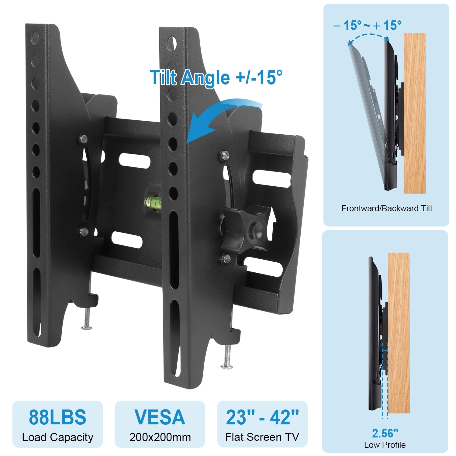 TV Mount Tilt TV Wall Mount Profile Bracket Flat TV VESA 200x200mm Fits 23"-42"