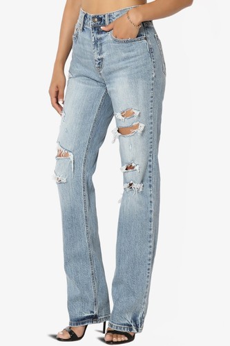 TheMogan High Rise Relaxed Straight Leg Boyfriend Dad Jeans in Vintage Light - Picture 11 of 46