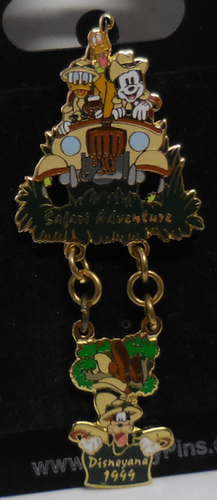 Disney WDW 1999 Disneyana Convention Dangle Mickey, Donald, Pluto & Goofy Pin - Picture 2 of 3