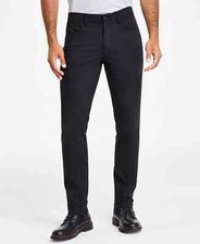 Calvin Klein Mens Stretch Pants 38x32 Black Move 365 Slim-Fit 40VM614010