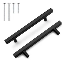 Cabinet Handles-Pack of 20 Black 5inch 128mm Hole Centers Square T Bar Kitche...