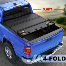 Hard Truck Tonneau Cover For 2017-2023 Nissan Titan 5.8 Feet Bed 4 Fold & Lamp