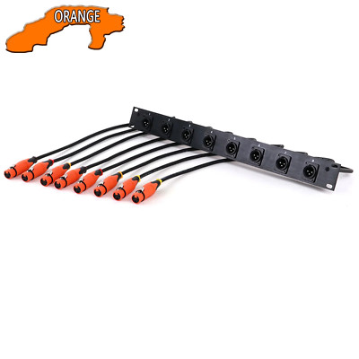 8-Way 1U Cabinet XLR Audio Jumper Rack,8-Hole 3Pin XLR Male Panel Mount ...