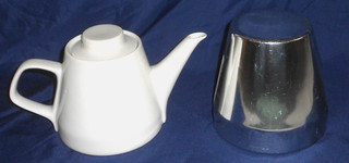 MELITTA TEE KANNE THERMO HAUBE ca.0 7L PORZELLAN WEISS SILBER FARBENE HAUBE