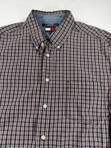Tommy Hilfiger, Vintage Tommy Hilfiger Men’s Button Down Blue Check Cotton Long Sleeve Size XL