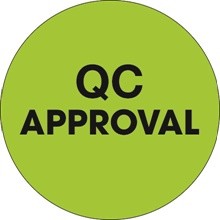1" Circle - "QC Approval" Fluorescent Green Labels-500 per Roll