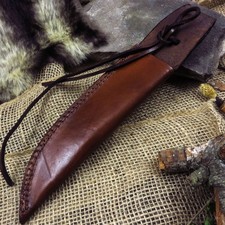 FUNDA DE CINTURÓN DE CUCHILLO DE HOJA FIJA | Cuero Marrón 11" - Se adapta a hoja de hasta 7,2" x 1,5"