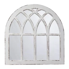 Vintage White Arched Window Mirrors for Wall Decor 29.5", Rustic Distressed H...
