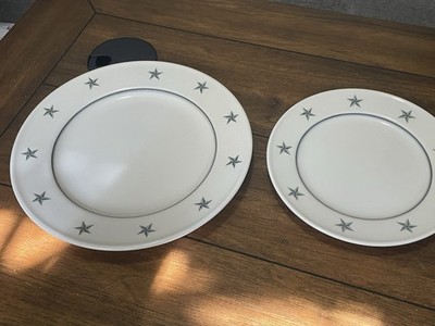 UNITED STATES LINES Mayer China Gray Stars Dinner, 10'' & Salad Plate, 7 3/4''