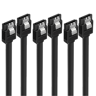 SATA III Kabel Set 3x50cm, Datenkabel, 6Gb/s, Verriegelung, Schwarz, kompatibel