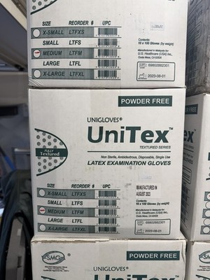 UniTex Latex Examination Gloves Medium LTFM 1 Case 10 boxes 1000 Pcs