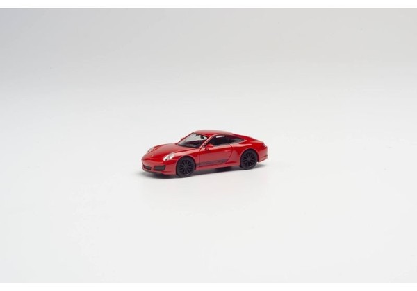 Herpa 420563 Porsche 911 Carrera 4S Coupé, Indischrot Mit Schwarzen Felgen-image