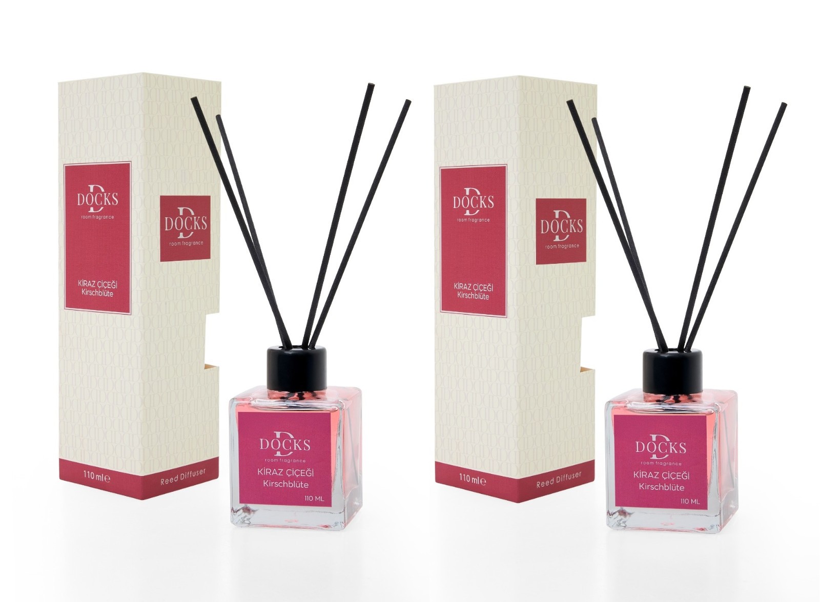 2er Set DOCKS Raumduft Set 110ml Diffuser mit Duftstäbchen – Lufterfrischer Duft