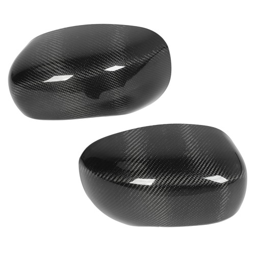 ˜2PCS Rearview Mirror Cover Bright Black Carbon Fiber Left Right Side Mirror - Picture 2 of 23