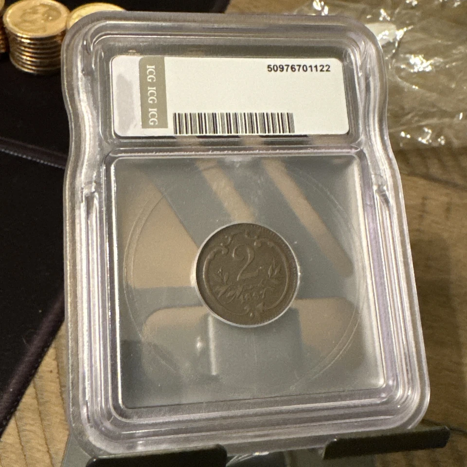 1897 Austria 2 Heller Coin **HIGH GRADE** ICG Slabbed AUTHENTICATED 🤩 - Image 2 of 4