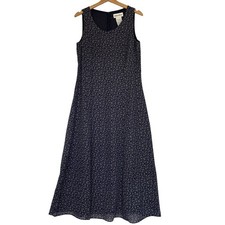 Womens 90's Navy Ditsy Floral Sleeveless Maxi Dress Sz 12 Cottagecore Prairie